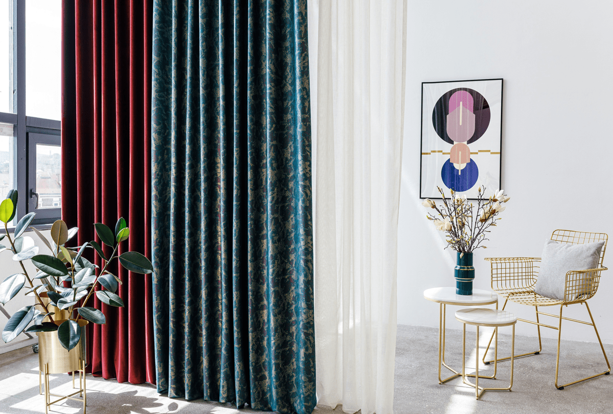 zanzibar green colored material curtain