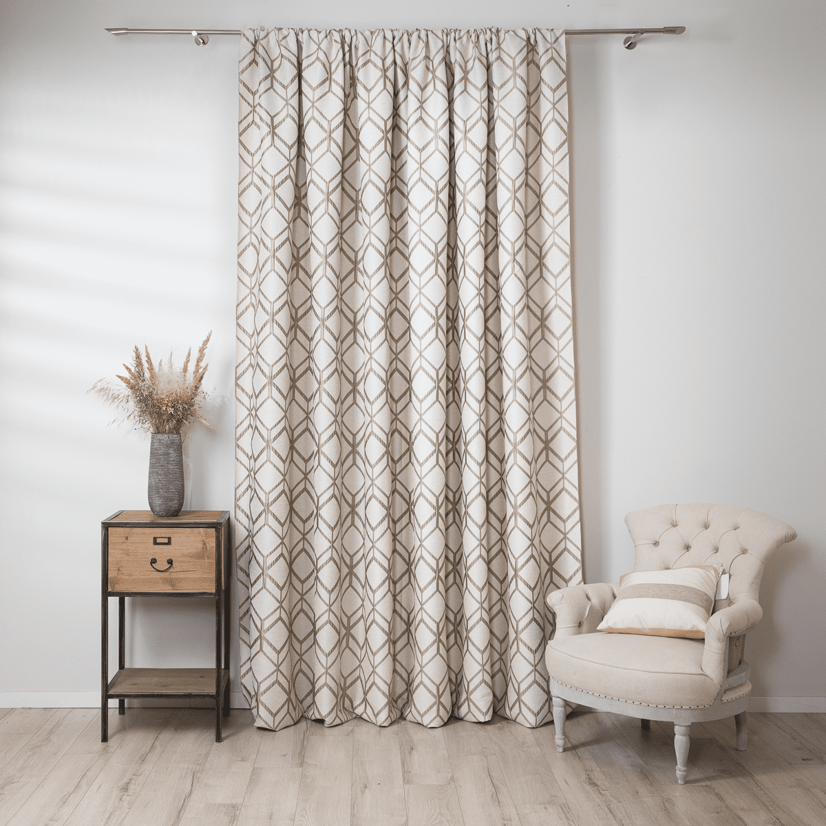 kubo beige colored material curtain