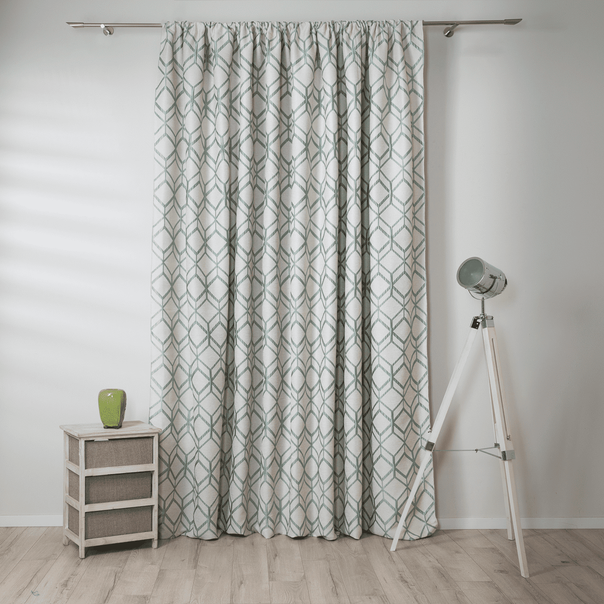 kubo green colored material curtain