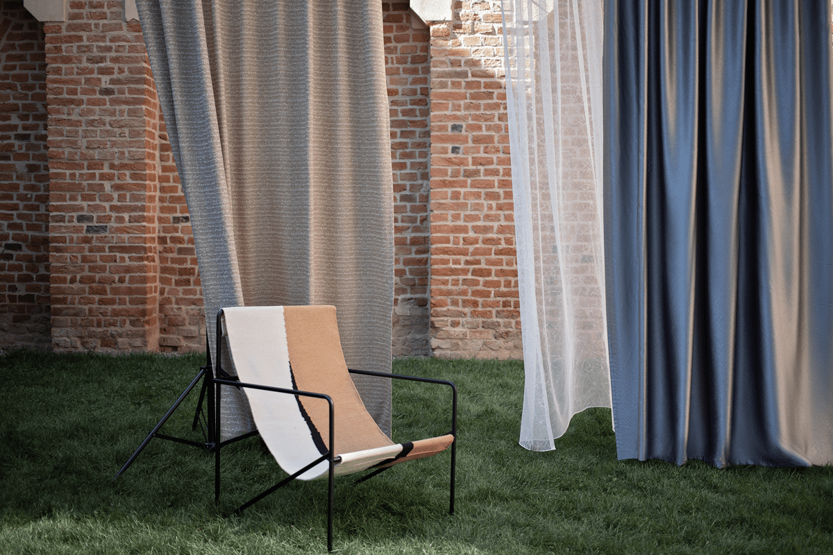 lusso beige colored material curtain