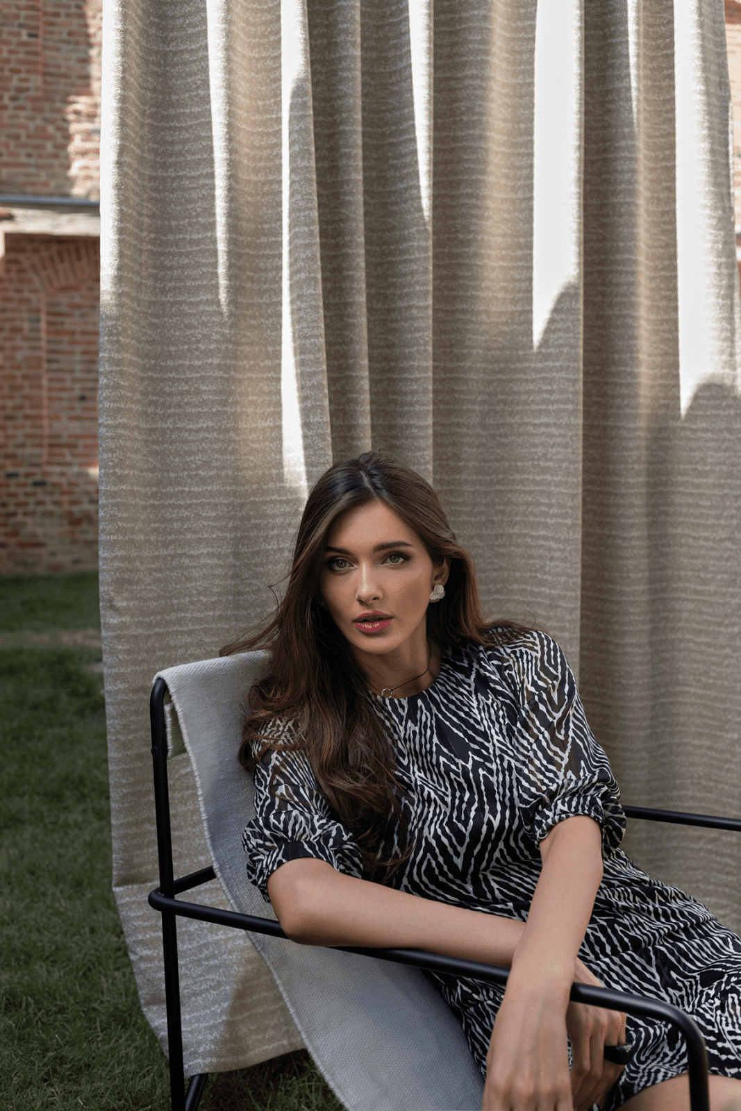 lusso beige colored material curtain