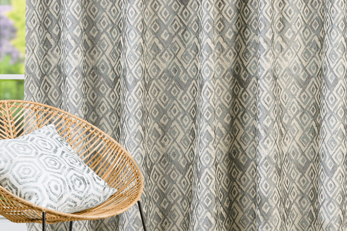 moroccan blue colored material curtain