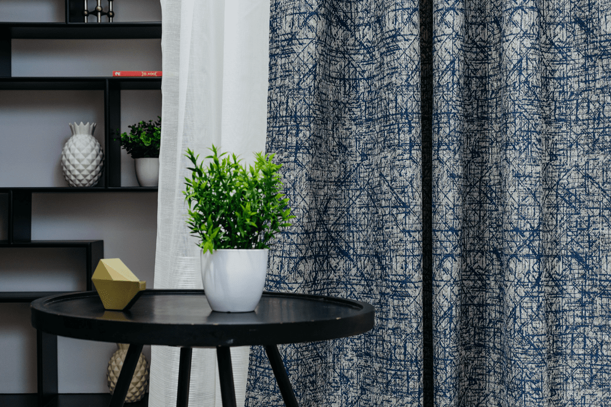 oscar blue colored material curtain