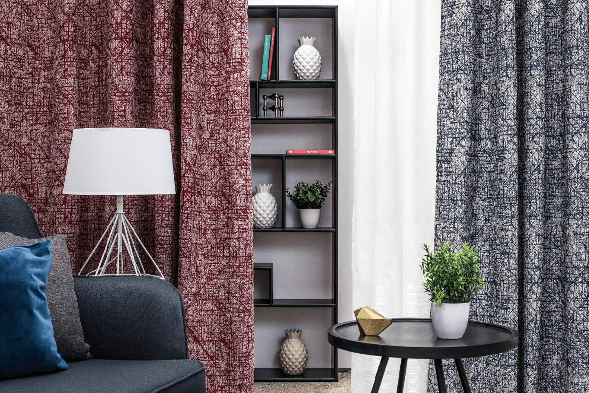 oscar red colored material curtain