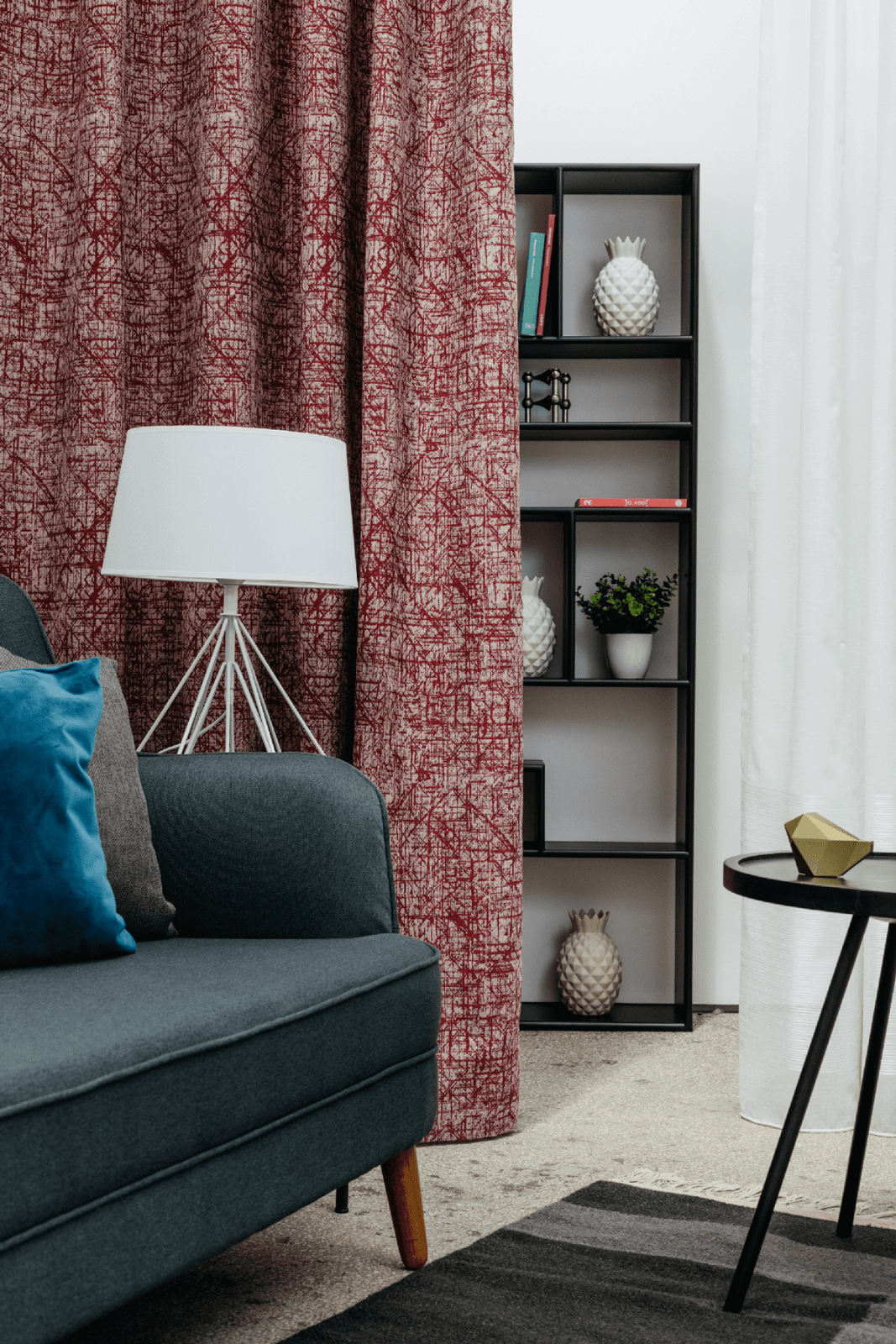 oscar red colored material curtain