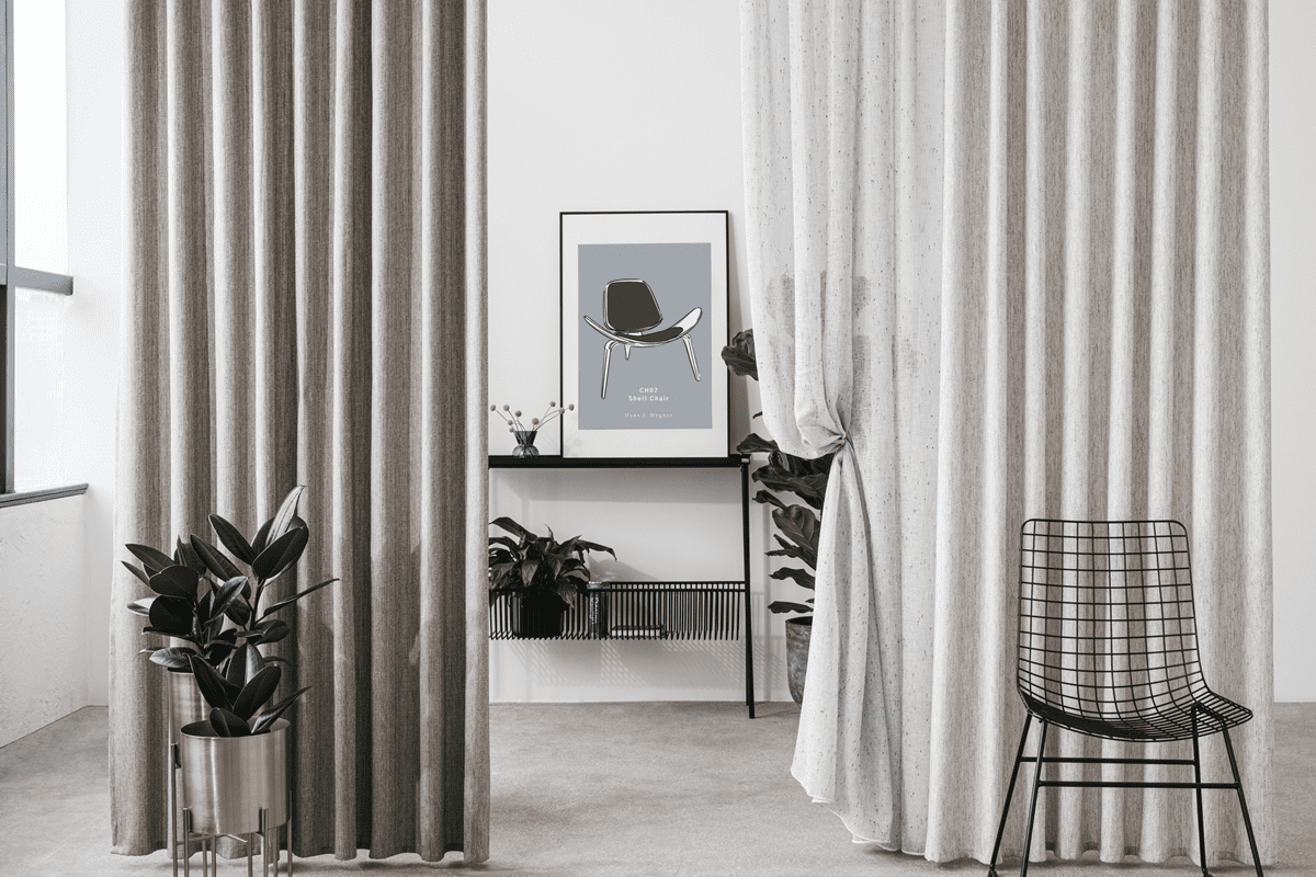 belmont wite colored material curtain