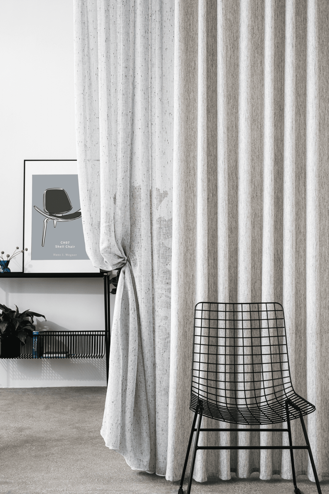 belmont grey colored material curtain