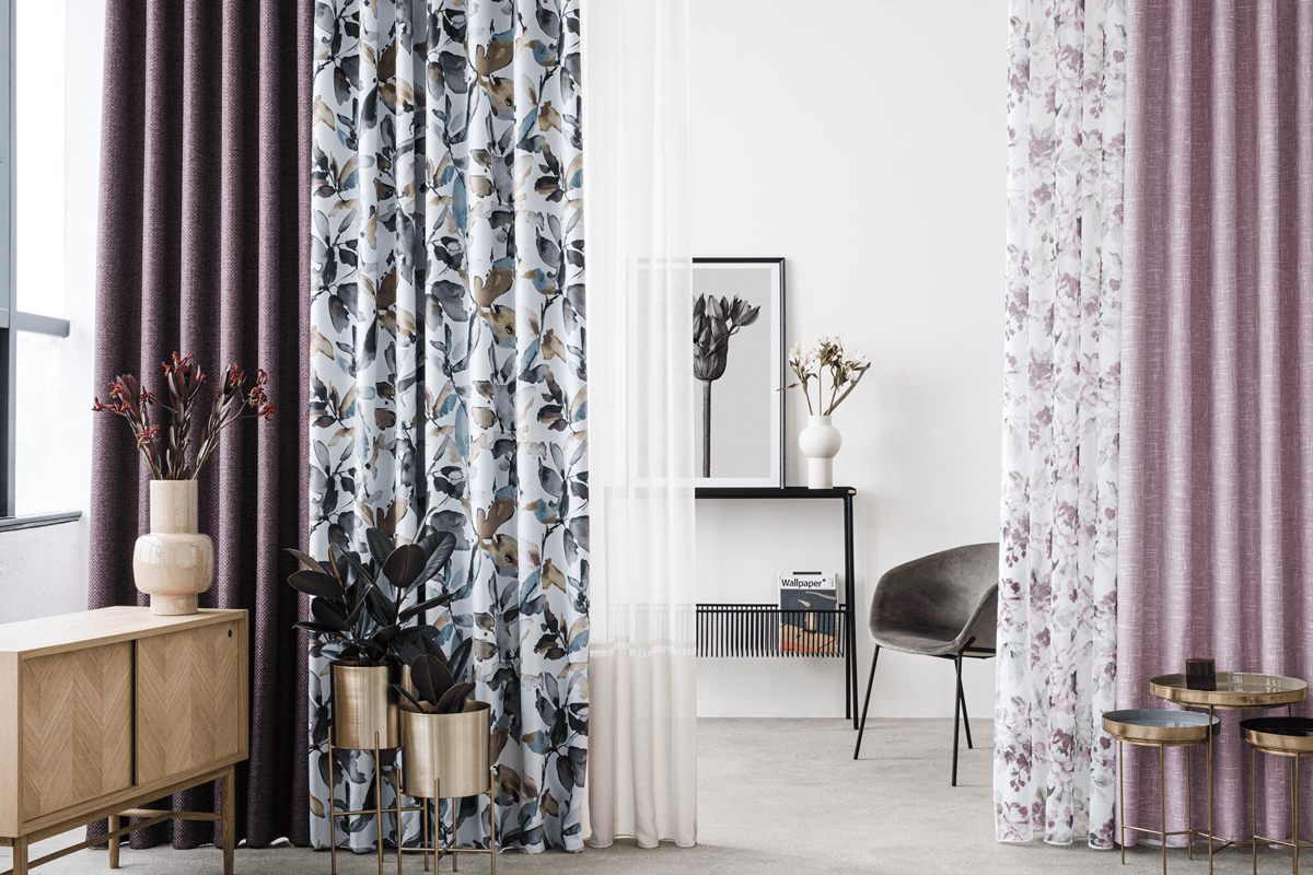 jolie purple colored material curtain