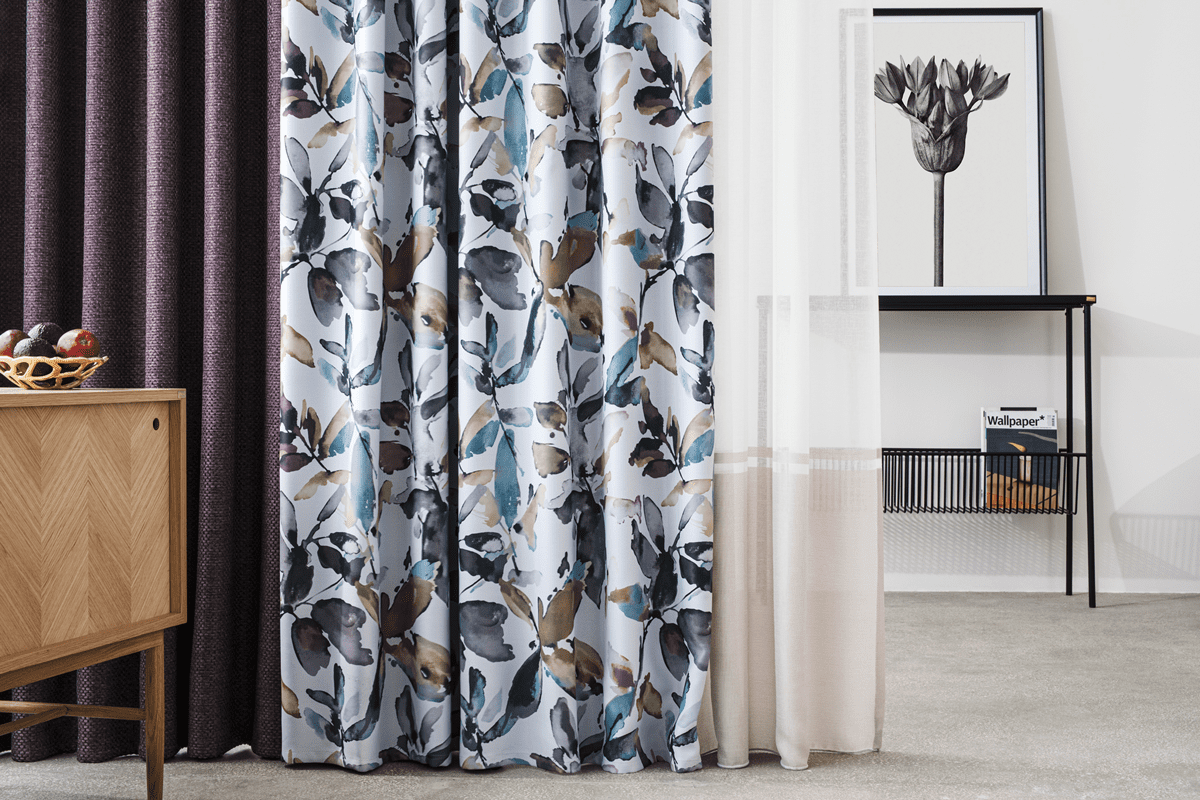 jolie purple colored material curtain