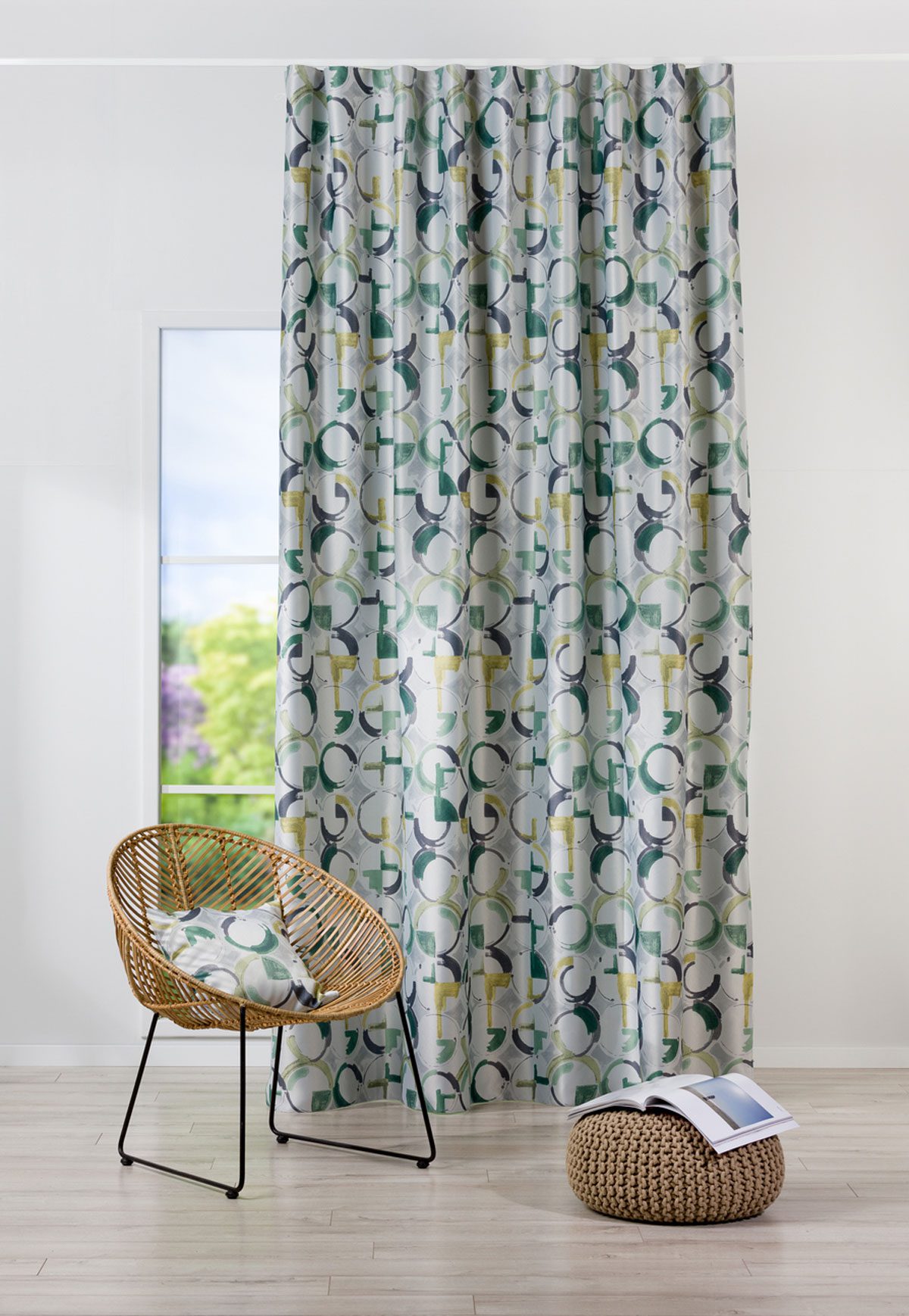 noto green colored material curtain