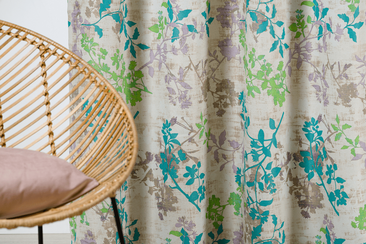 serenity blue colored material curtain