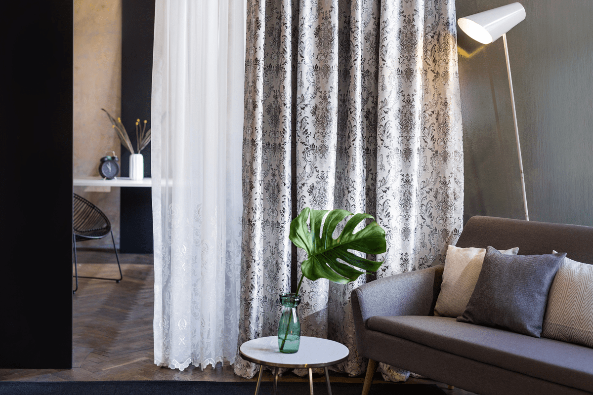 caspia grey colored material curtain