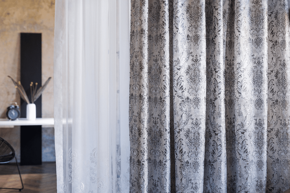 caspia grey colored material curtain
