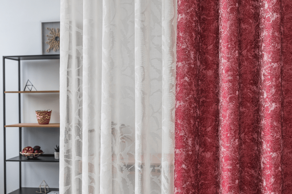 essenza red colored material curtain