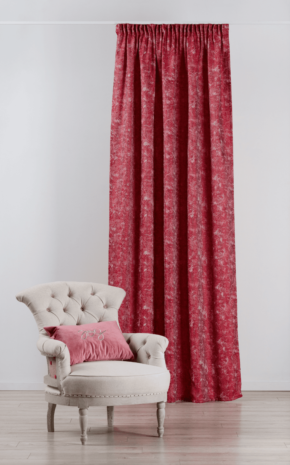 essenza red colored material curtain