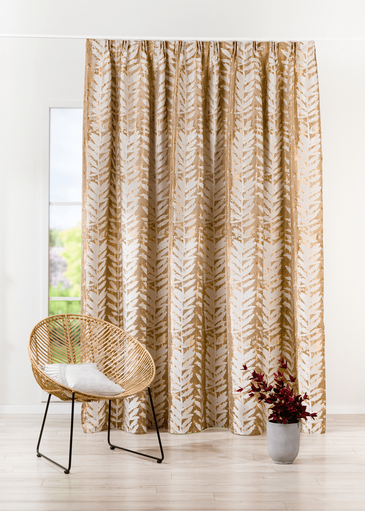 leto gold colored material curtain