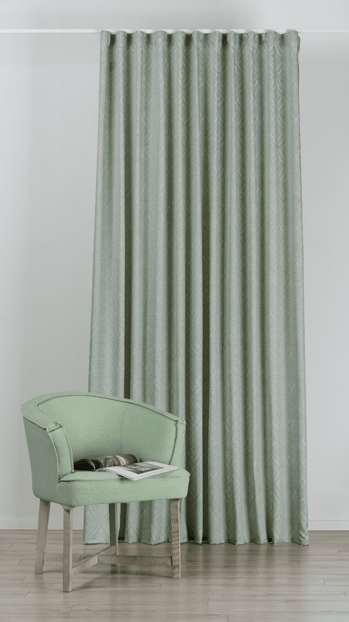 sesimbra green colored material curtain