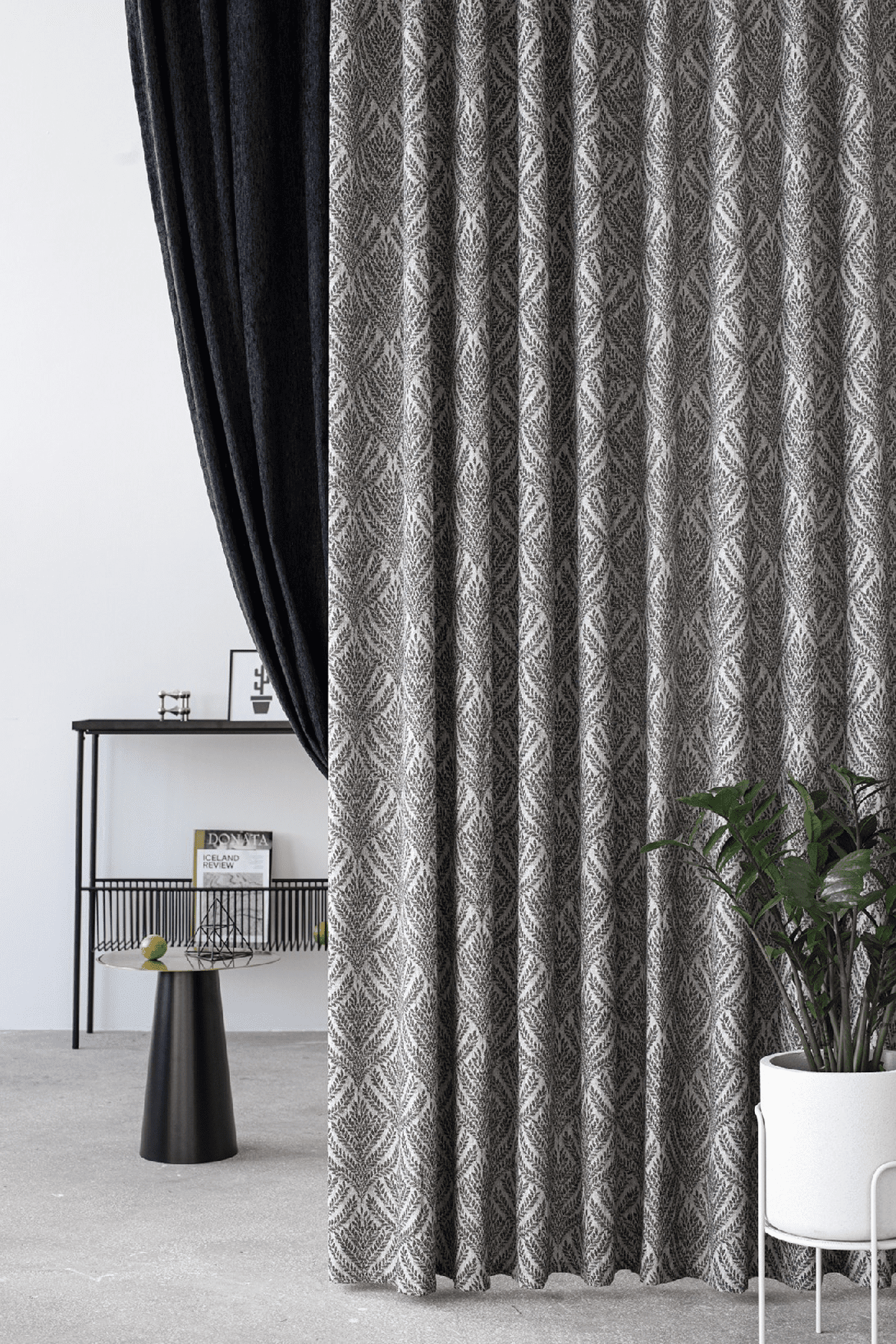 sesimbra grey colored material curtain