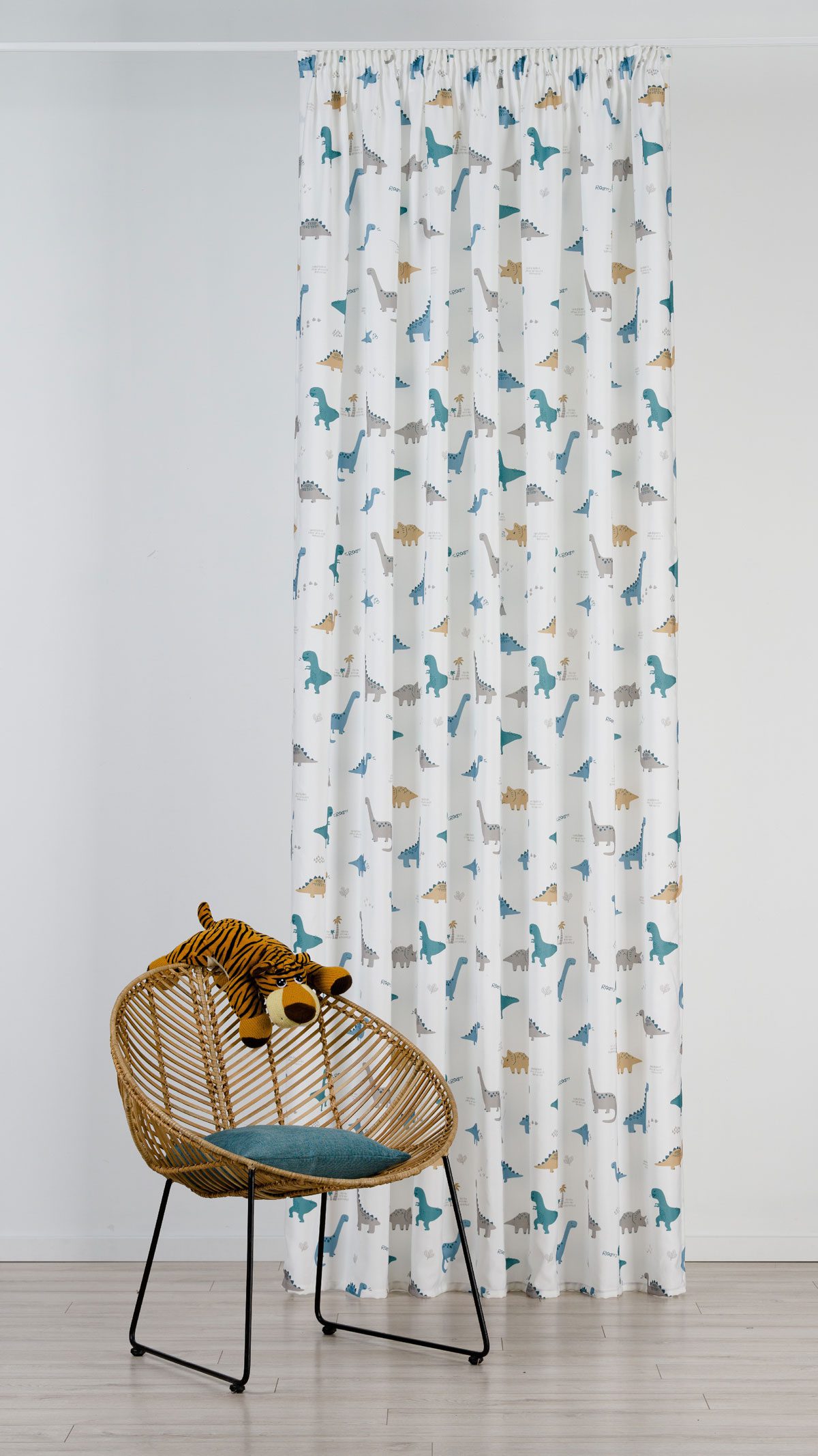 dino white colored material curtain