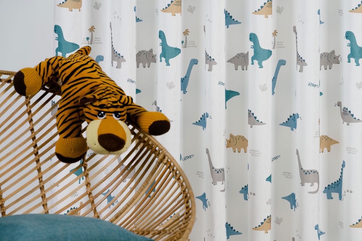 dino white colored material curtain