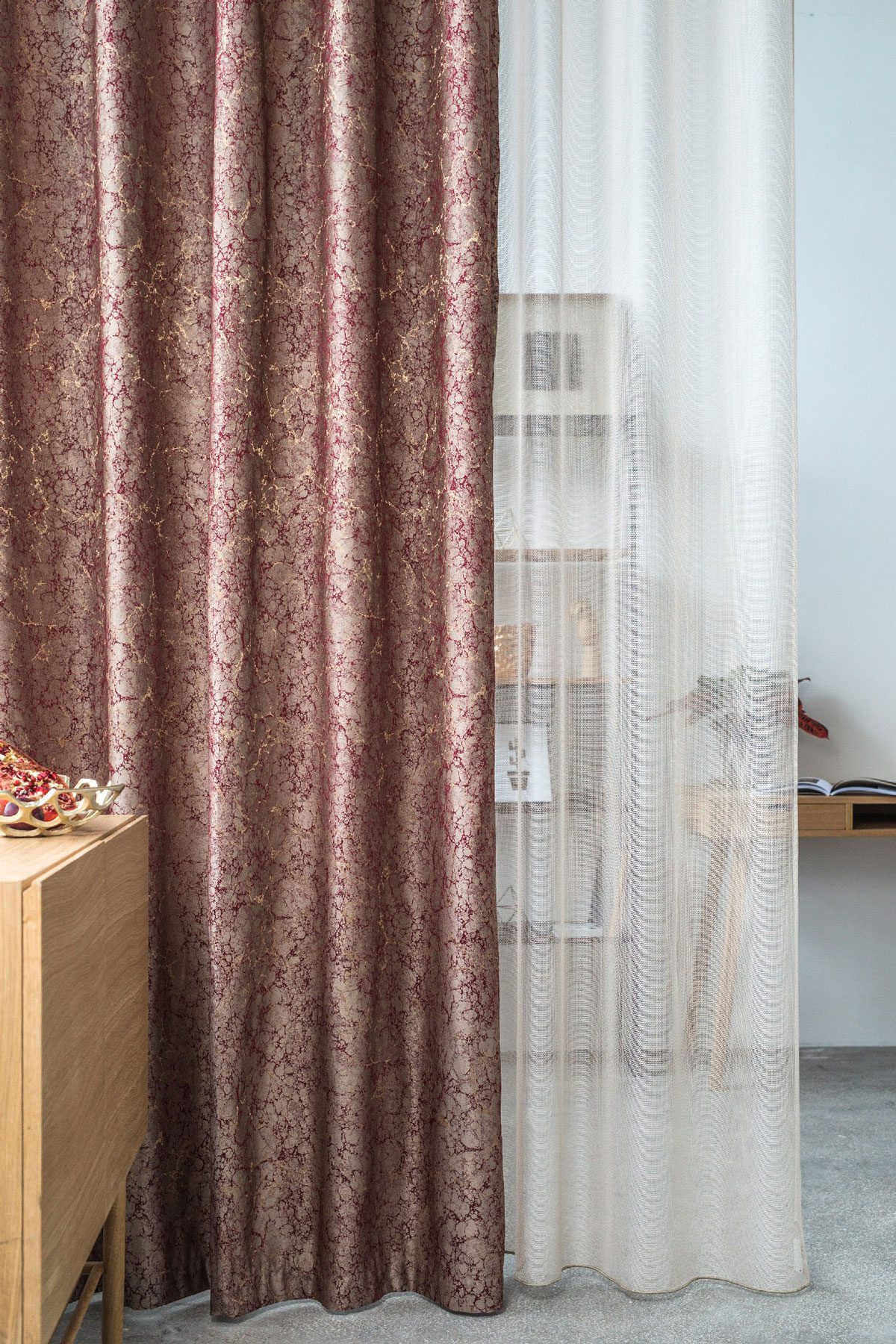 alchemia red print curtain