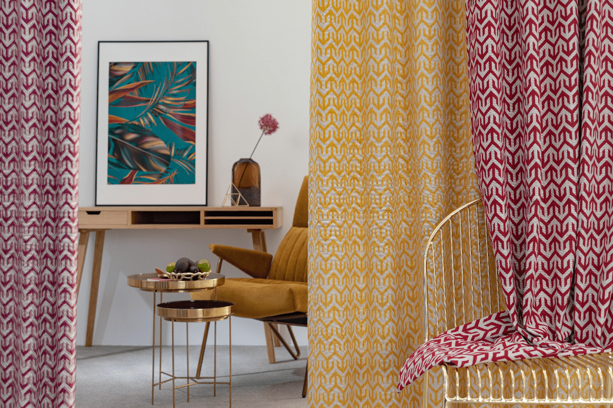 bengal red print curtain