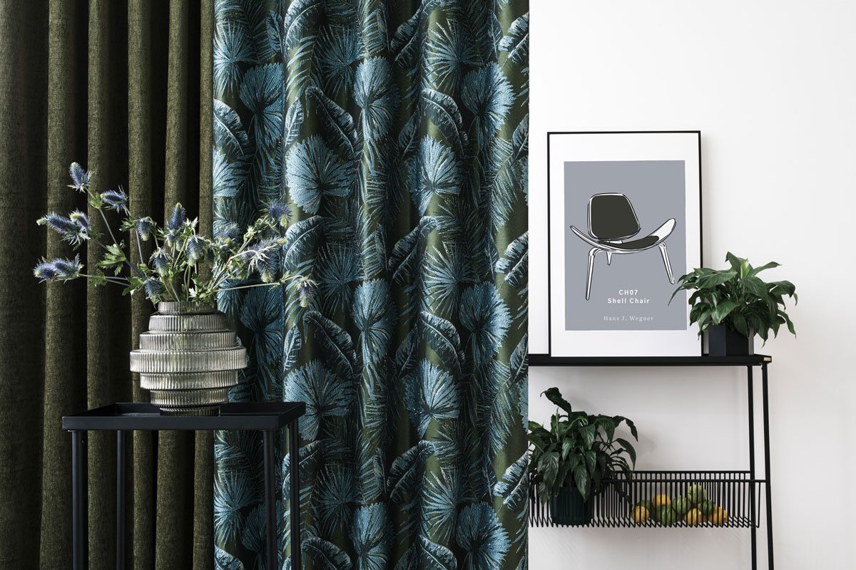 hermes green print curtain