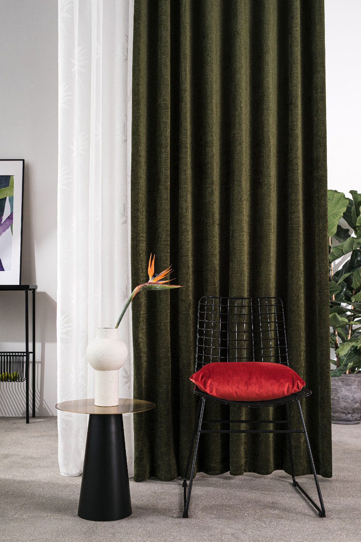 hermes green print curtain