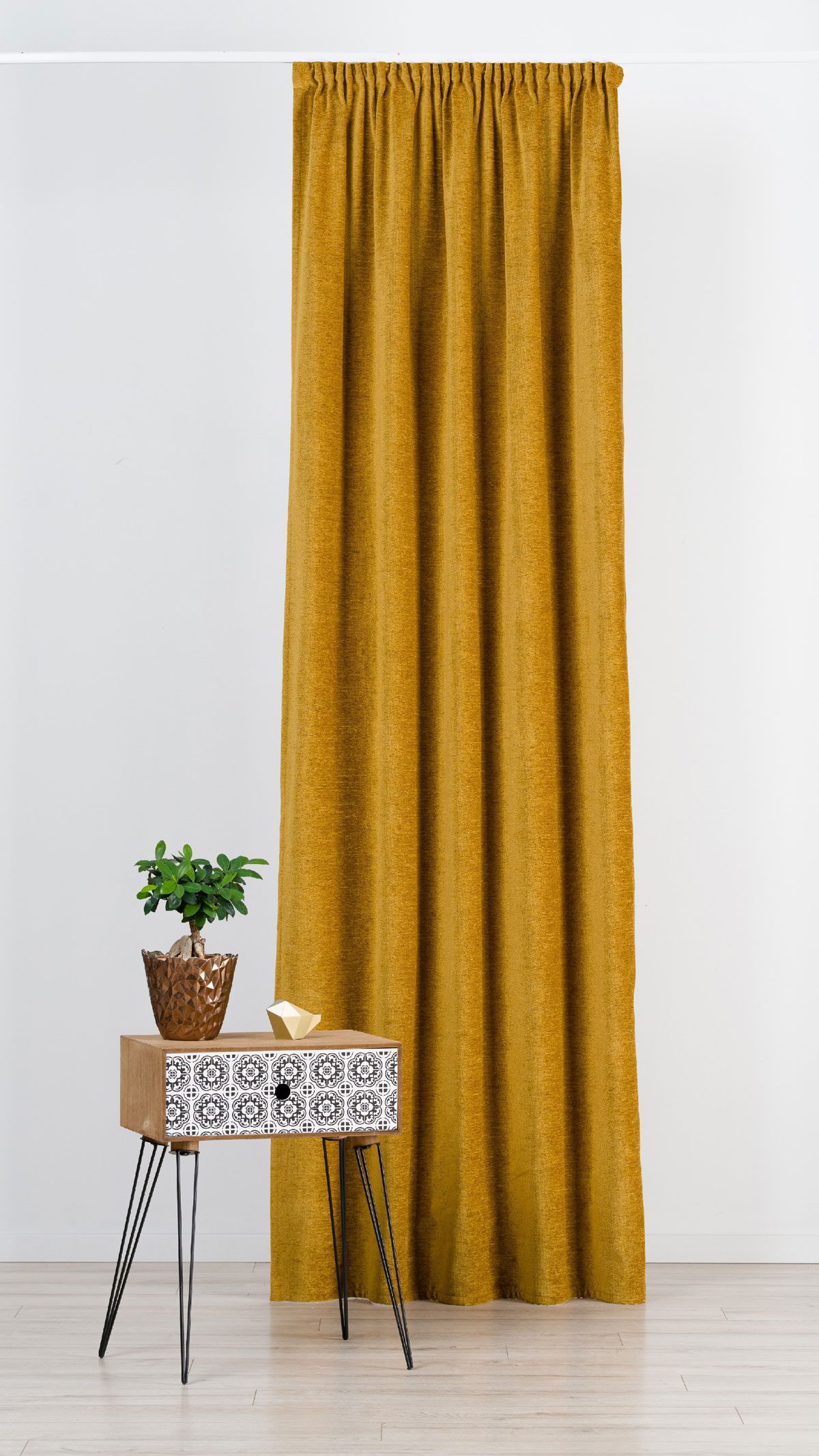 hermes yellow print curtain