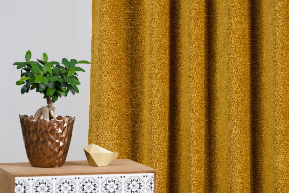 hermes yellow print curtain