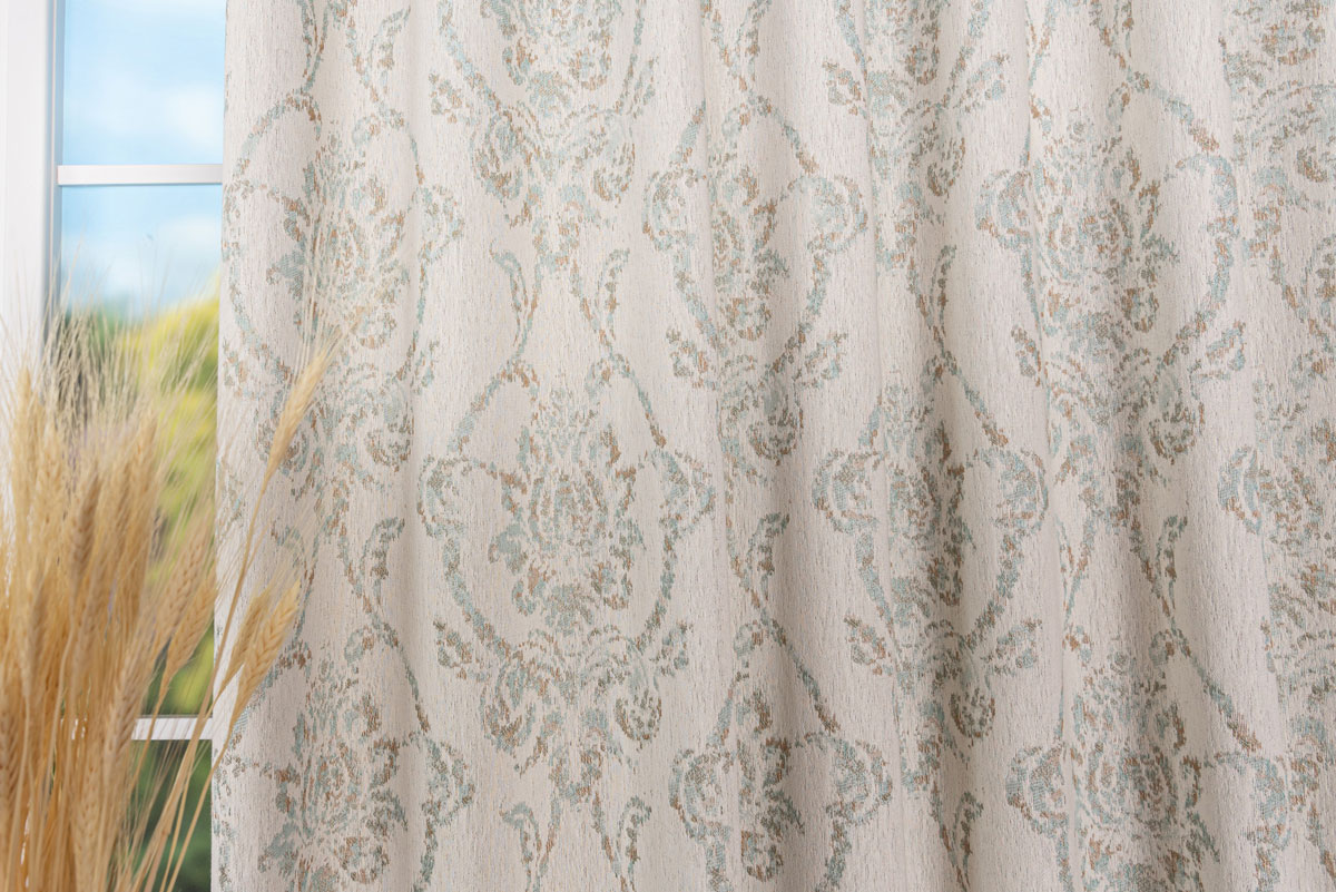 libra white print curtain