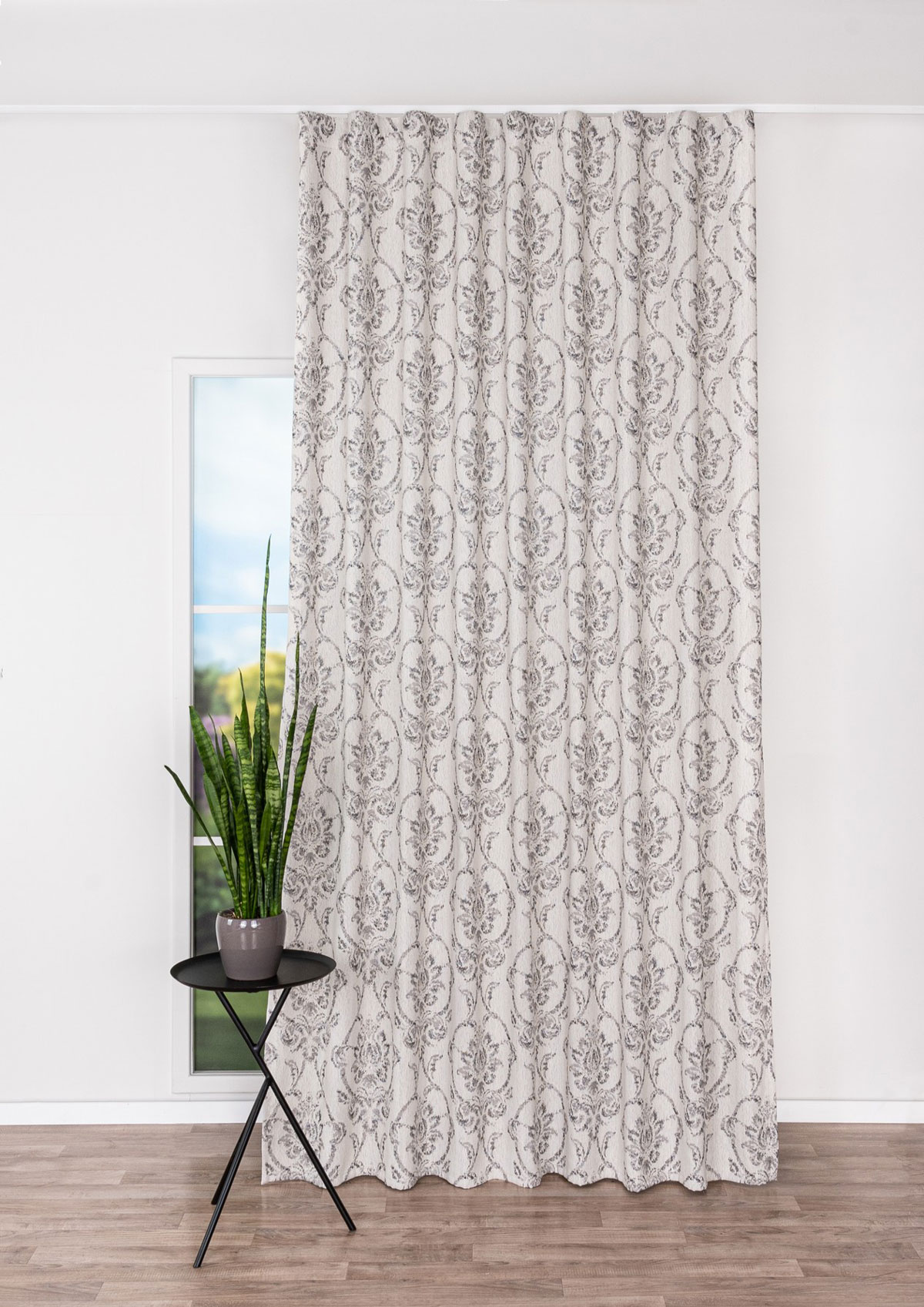 libra grey print curtain