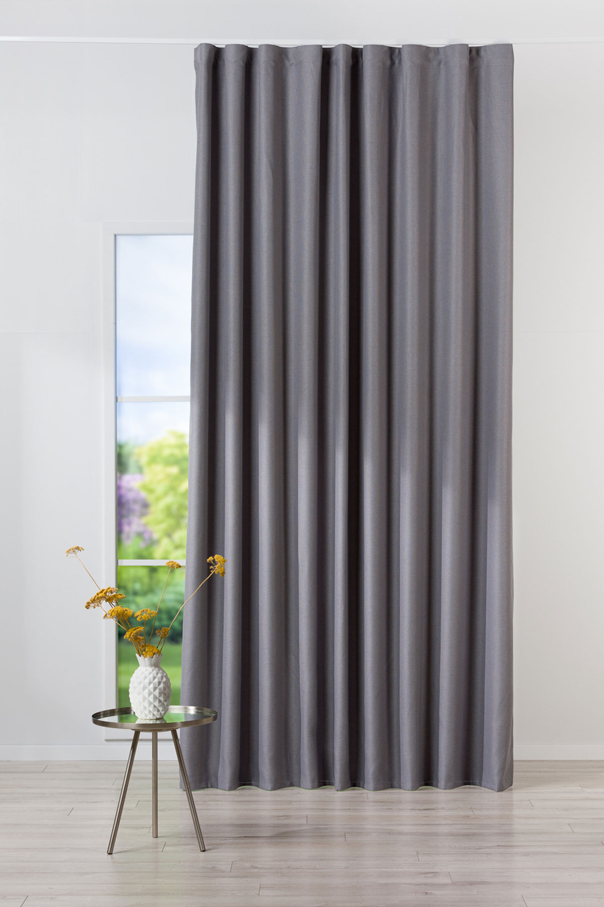 hugo grey print curtain