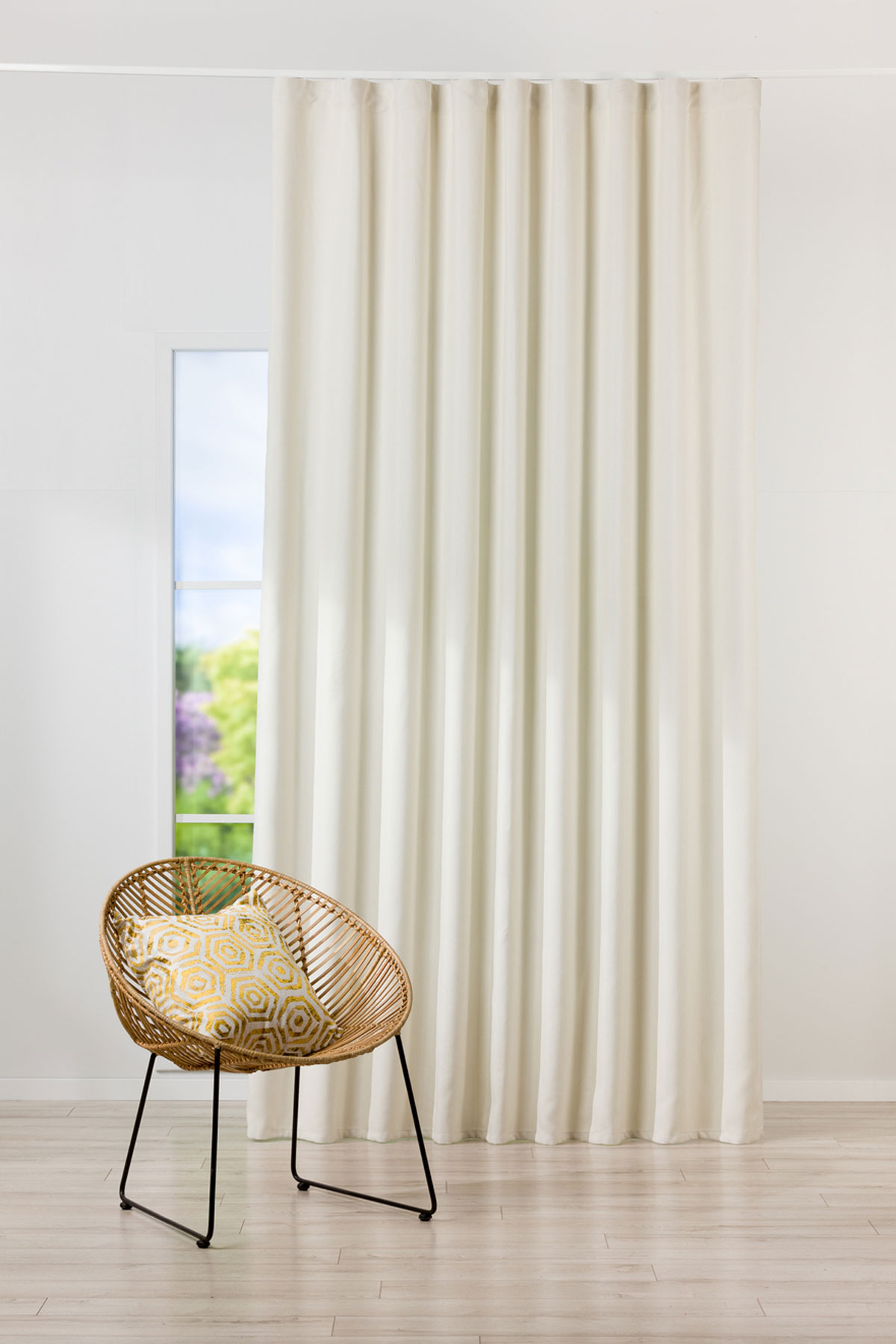 cove white print curtain