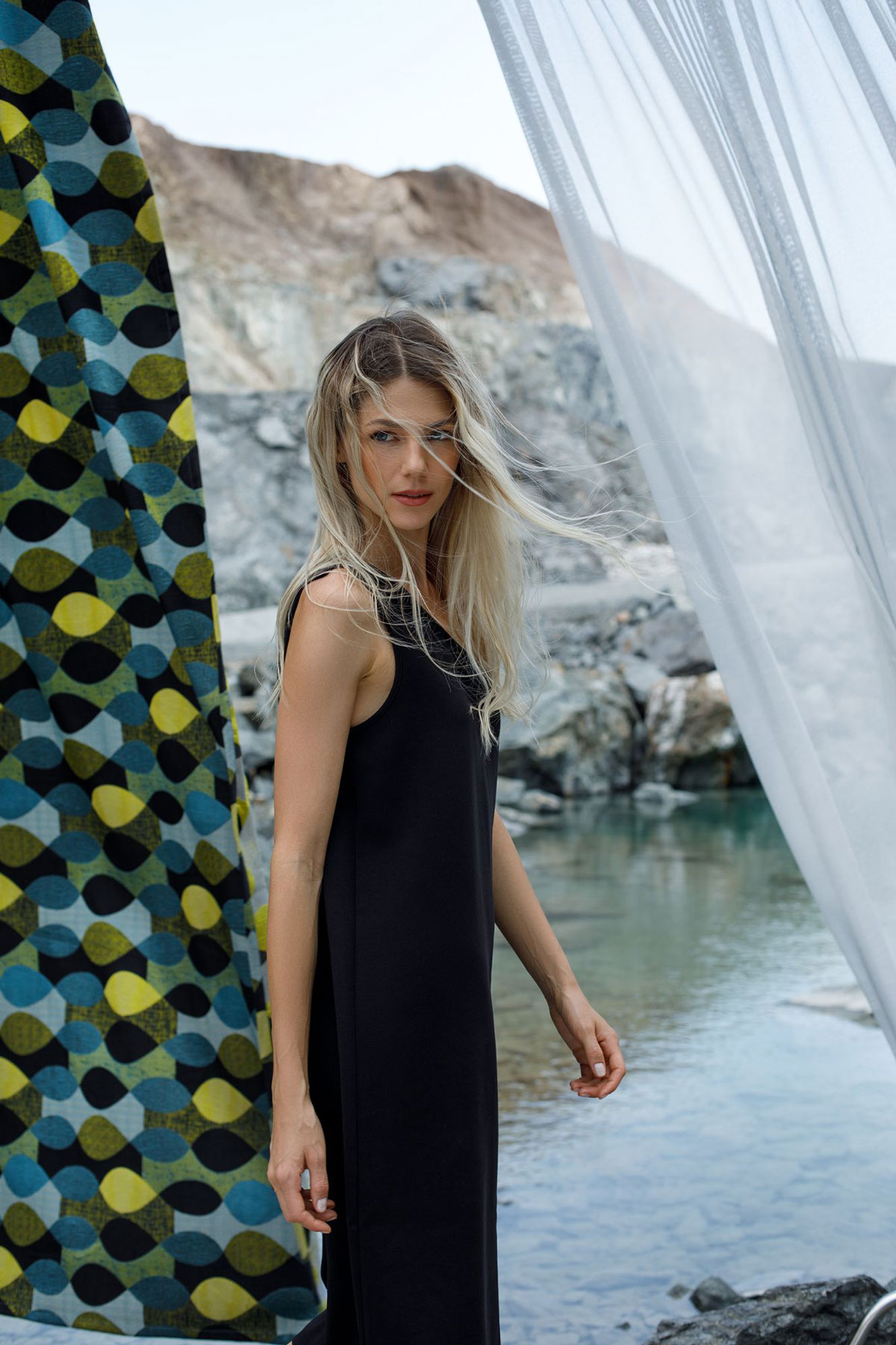 trento green print curtain