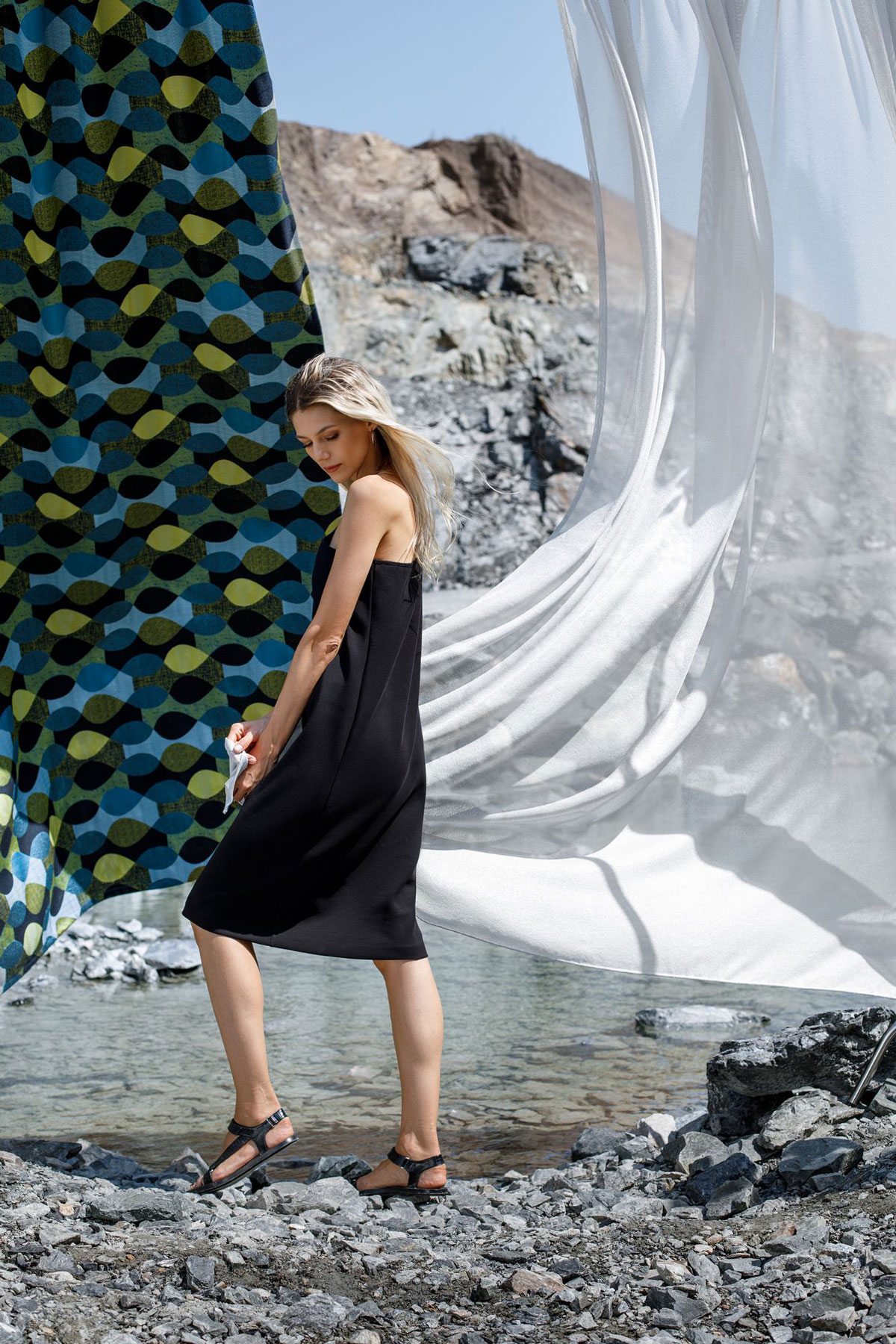 trento green print curtain