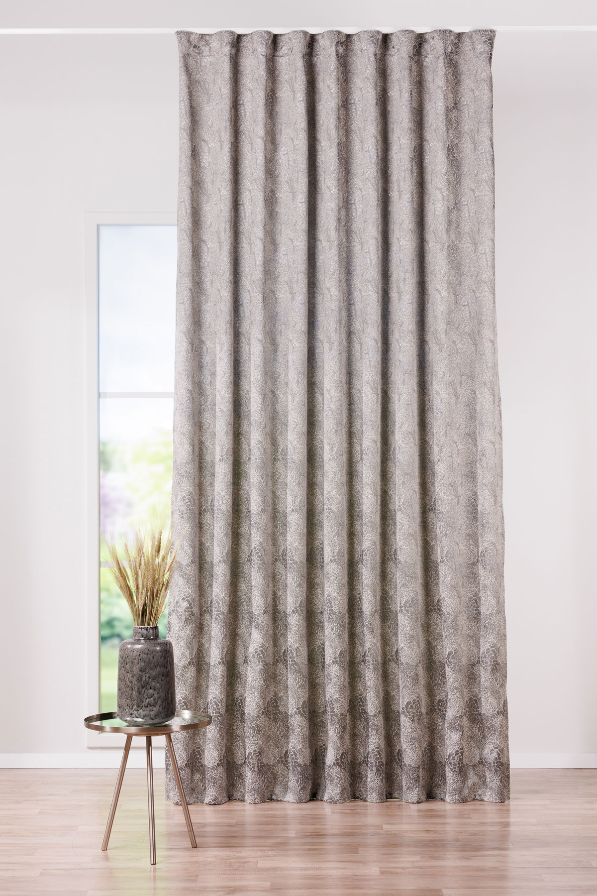 cork grey print curtain