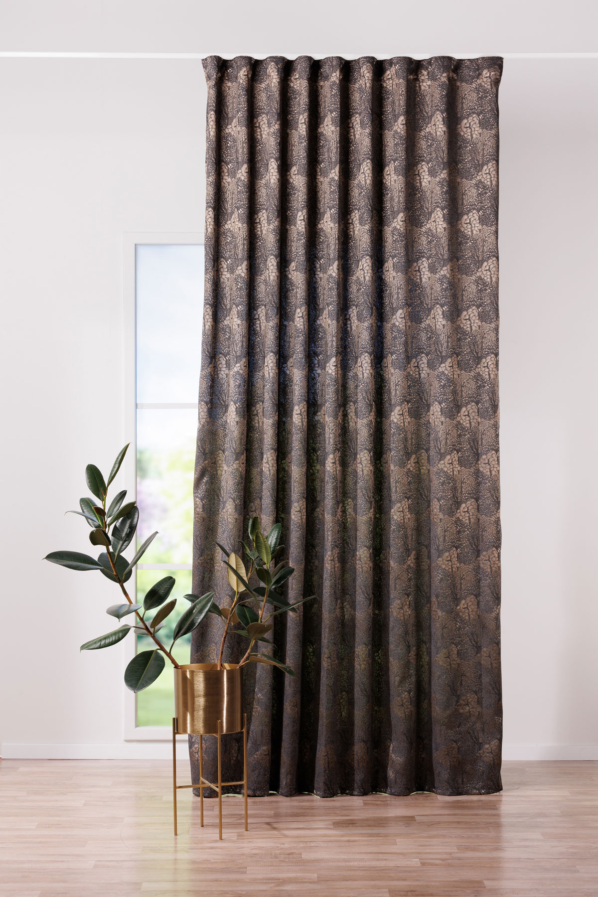 cork grey print curtain