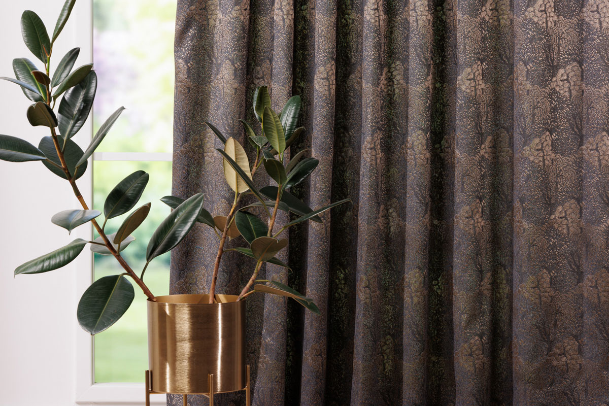 cork grey print curtain