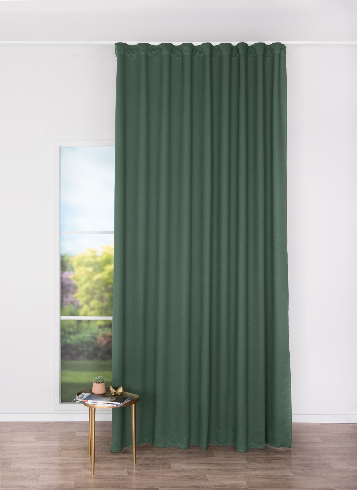 modern green print curtain