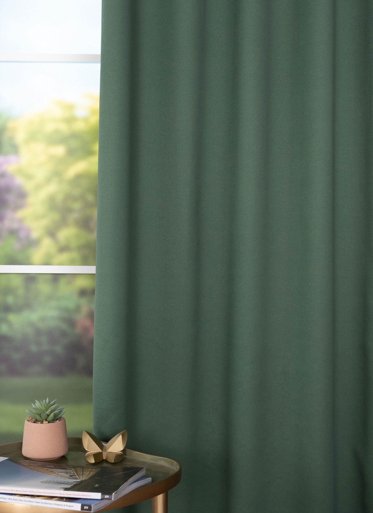 modern green print curtain