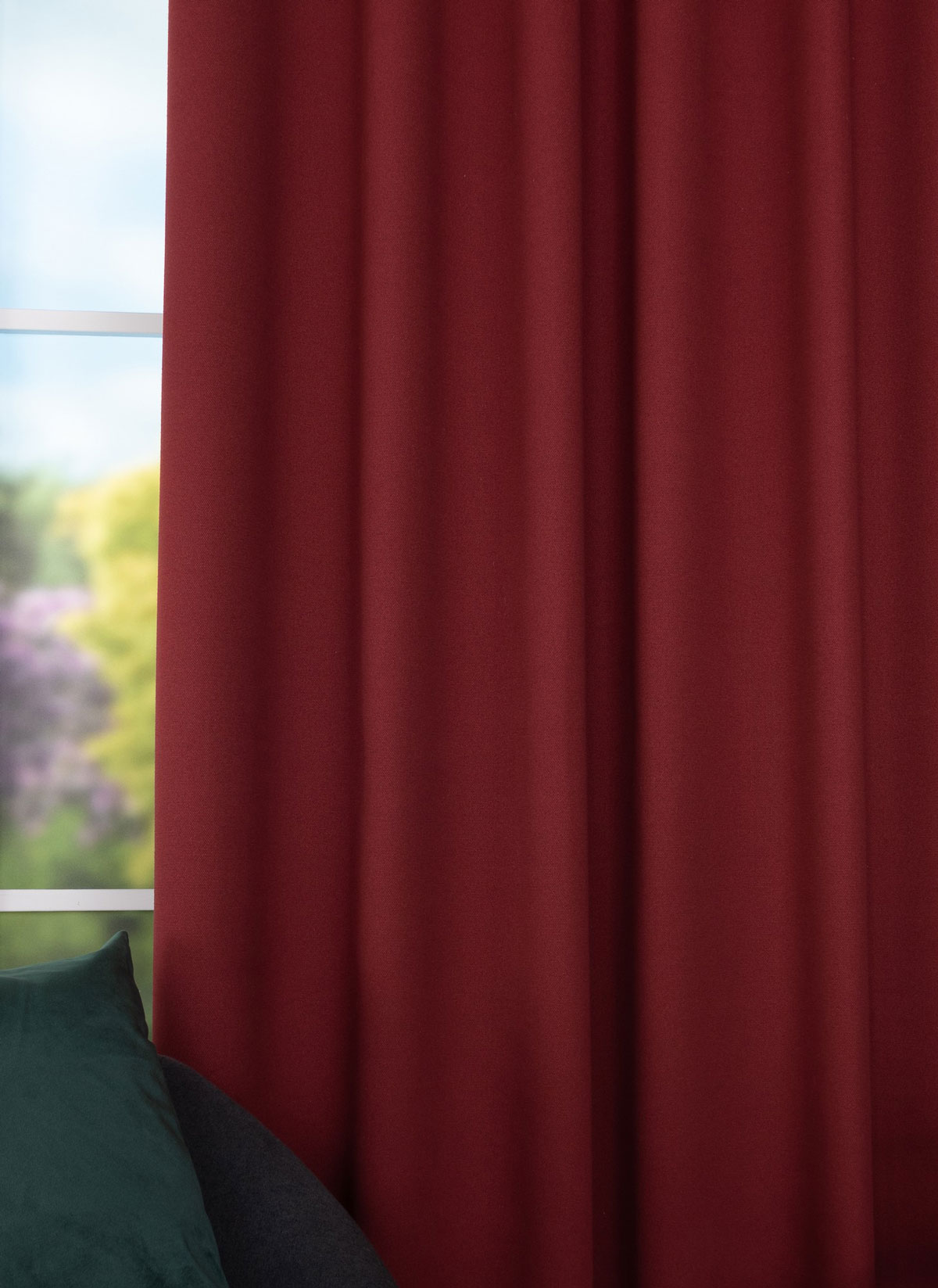 modern red print curtain