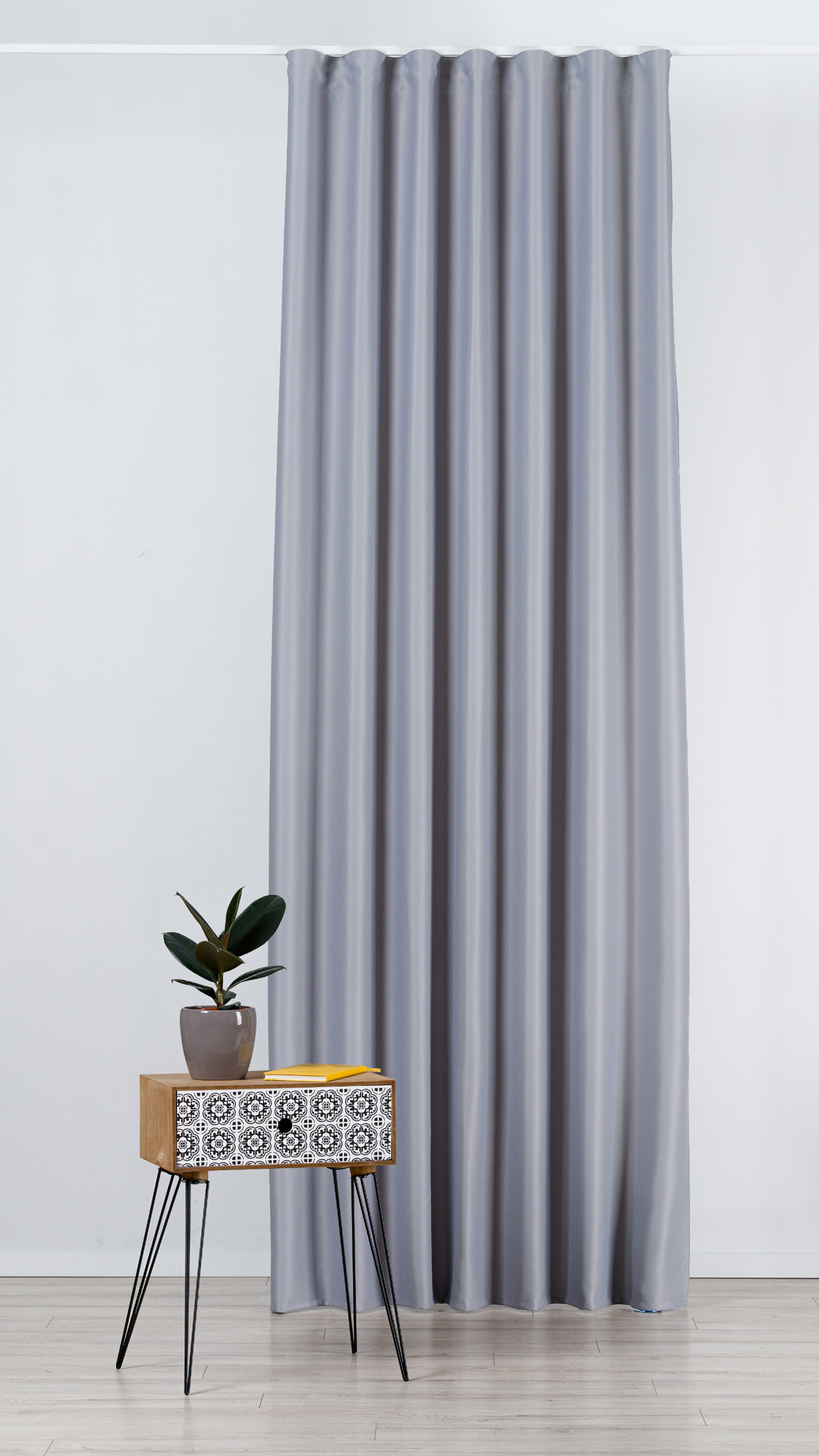 blackout grey print curtain