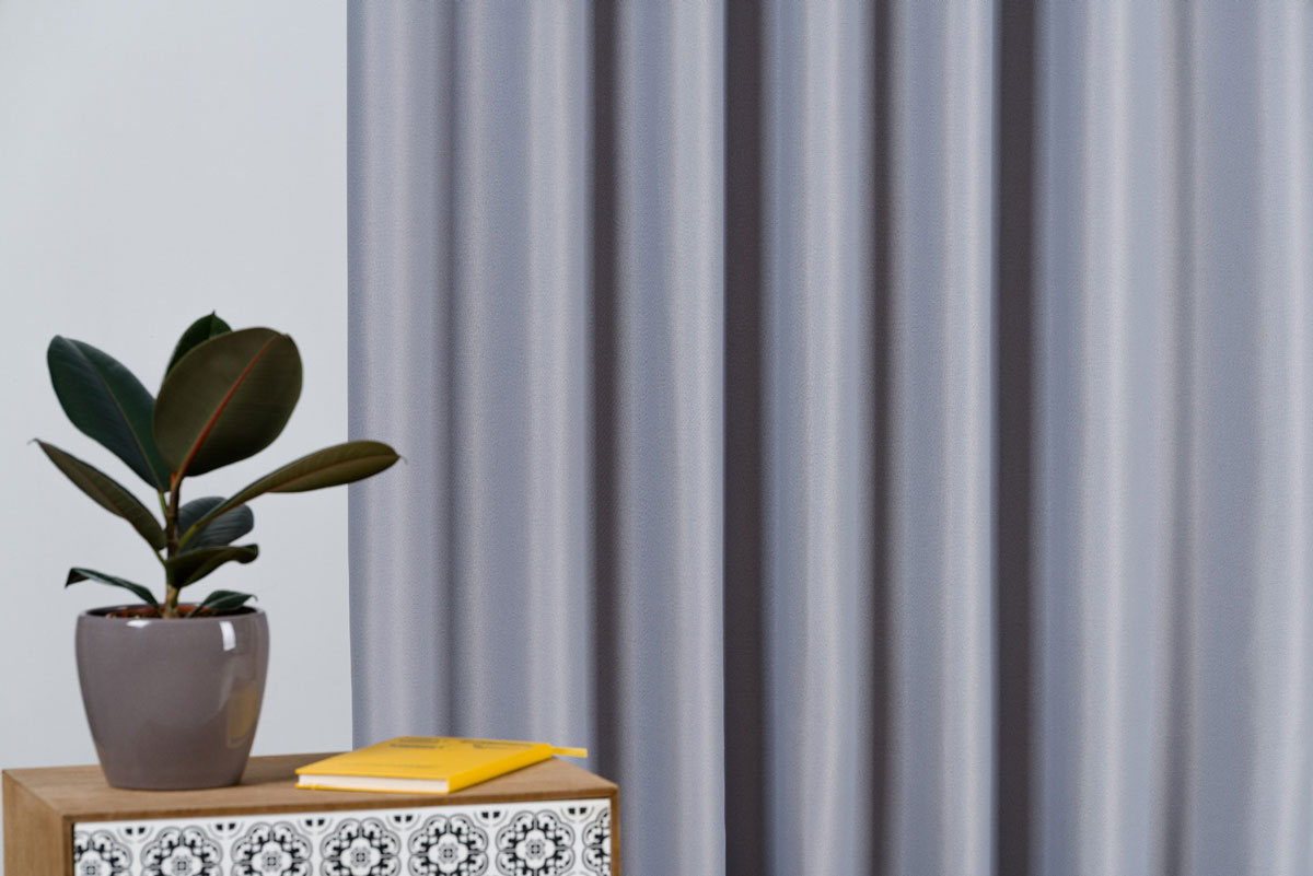 blackout grey print curtain