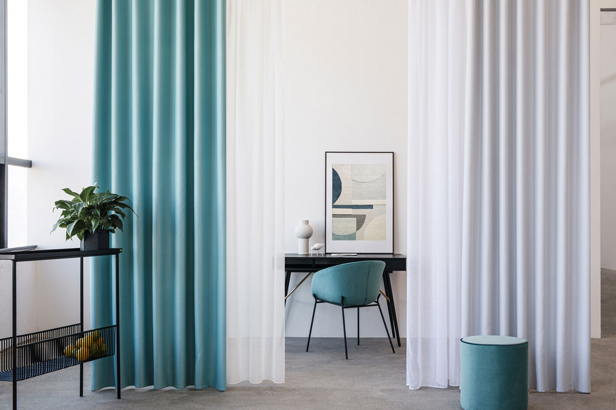 blackout blue print curtain