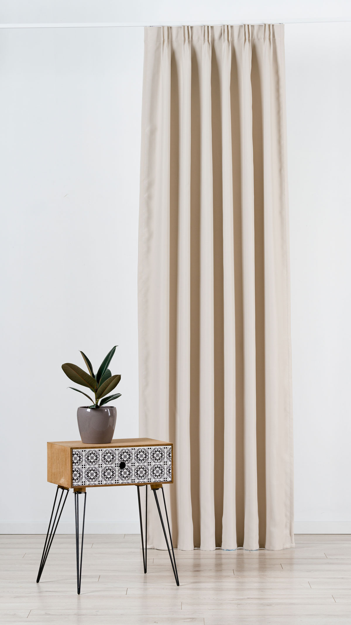 blackout beige print curtain