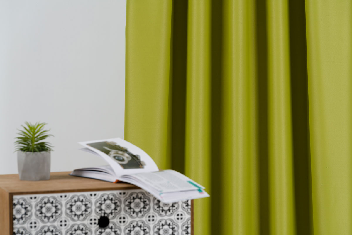 blackout green print curtain
