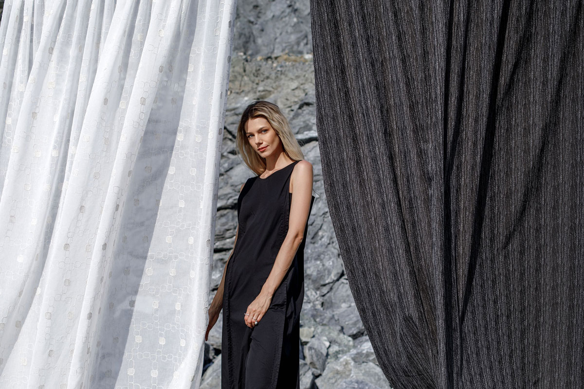 nordic green print curtain