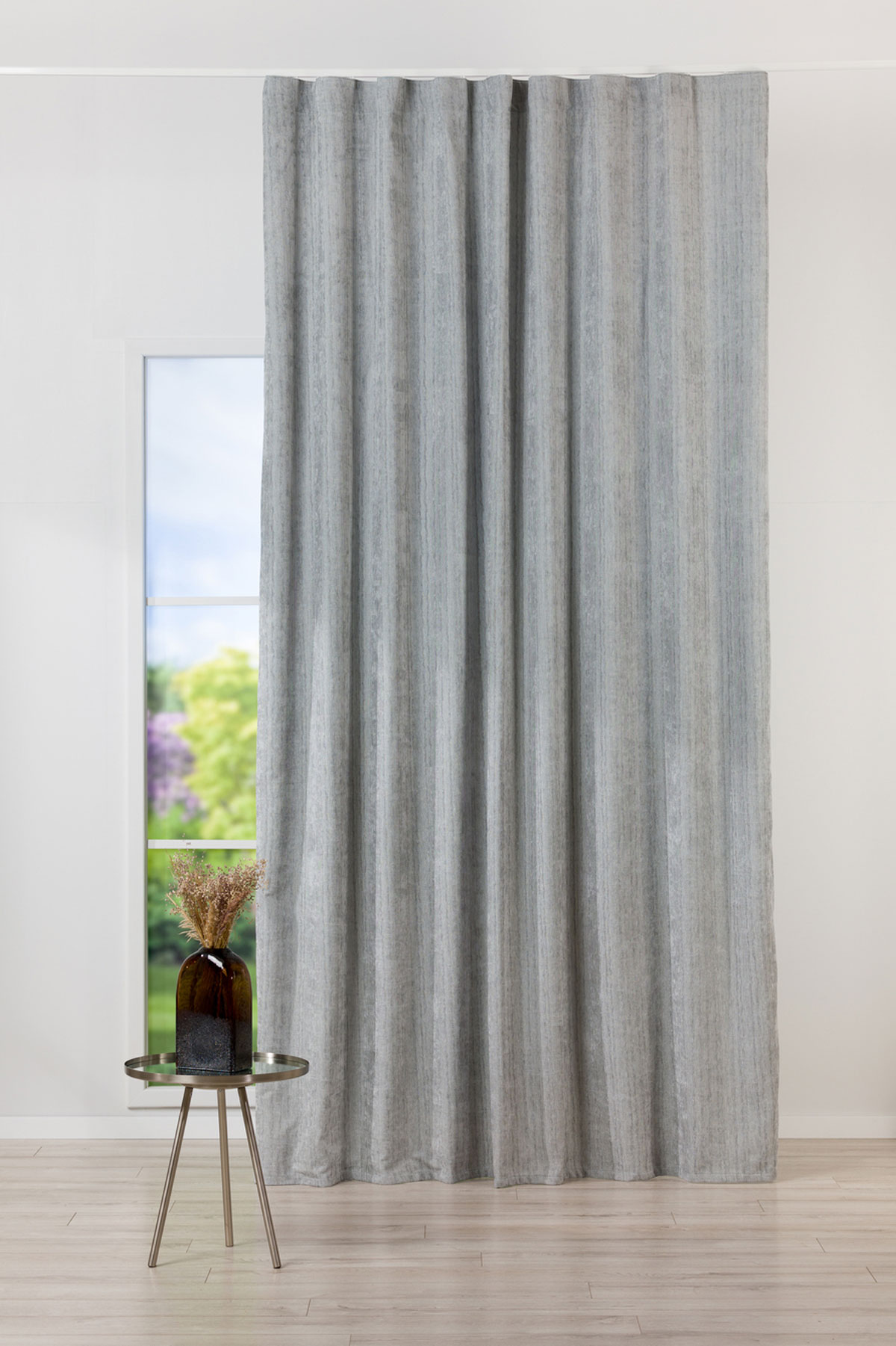 intense grey print curtain