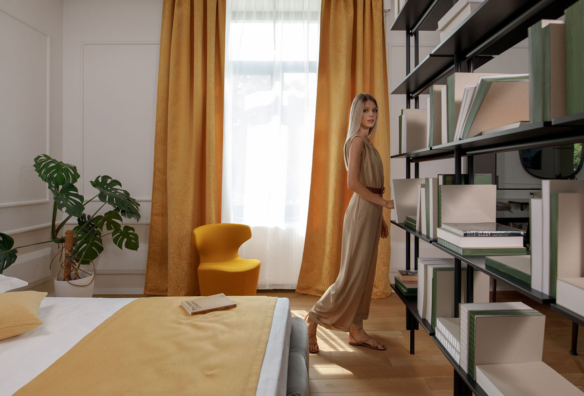 allegro yellow print curtain